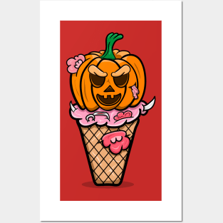 Cartoon Pumpkin Ice Cream Posters and Art